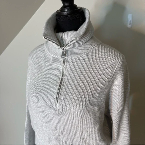 BB DAKOTA Light Grey Soft Knit Sweater Dress Plush High Neck Long Sleeve Large - Picture 5 of 15